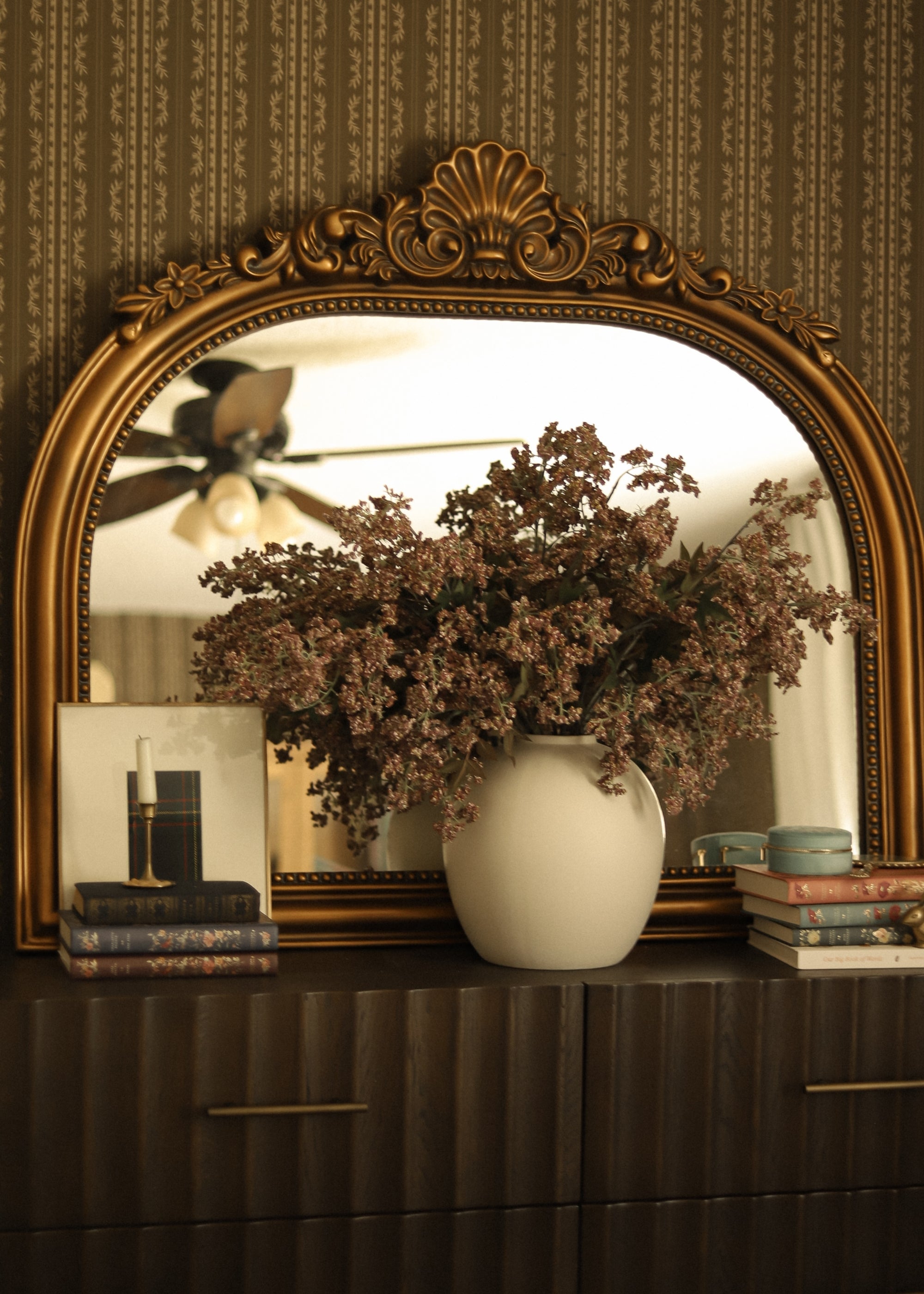 Dusty Mauve Fake Wild Plum Berry Branch - 43