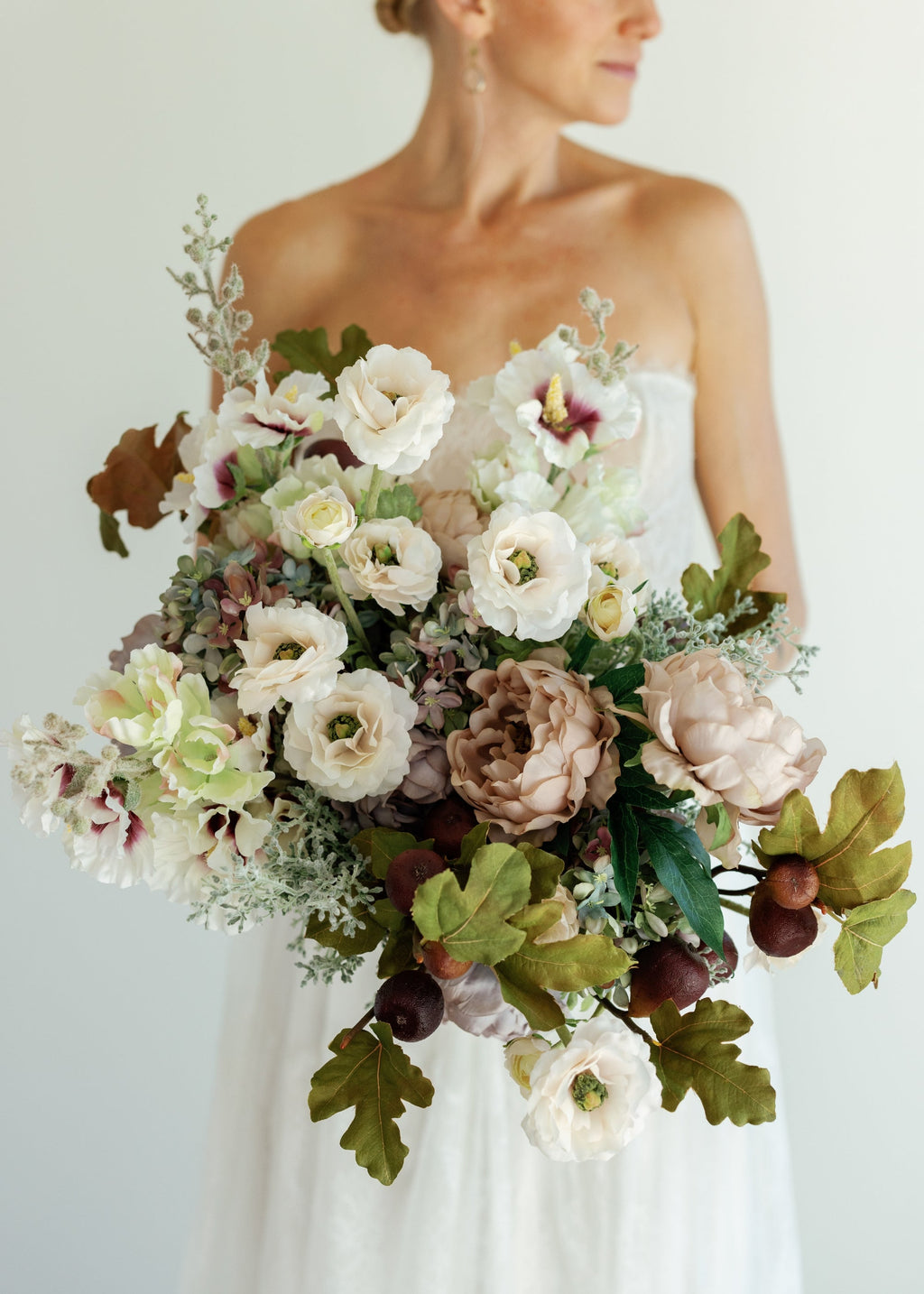 Artificial Peony Flower in Mauve Beige - 18.5