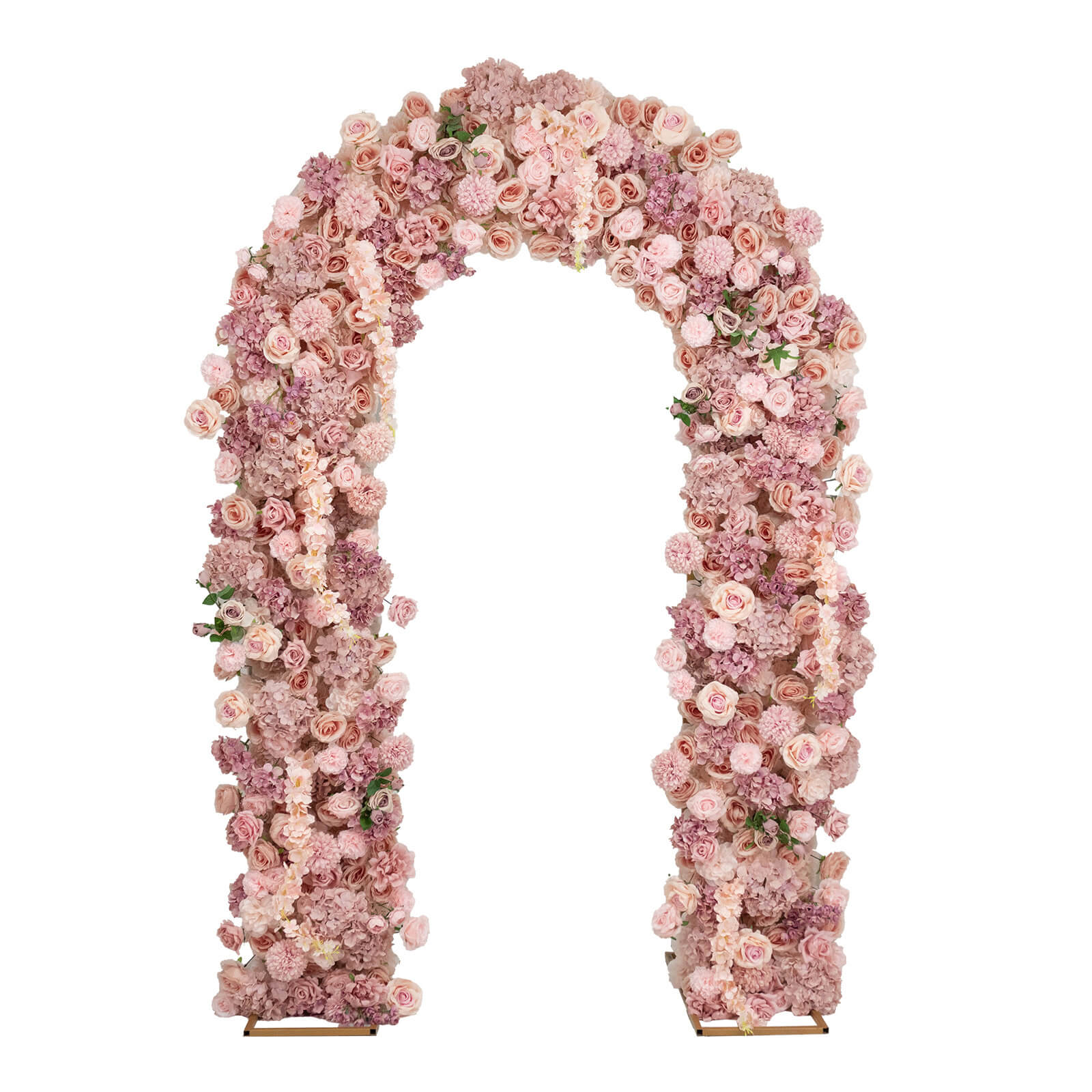 Flower Arch Backdrop Mixed Dusty Rose 4ft x 8ft Artificial Silk Roses. Hydrangeas & Chrysanthemums Floral Arrangement for Round Top Double Arch Stand