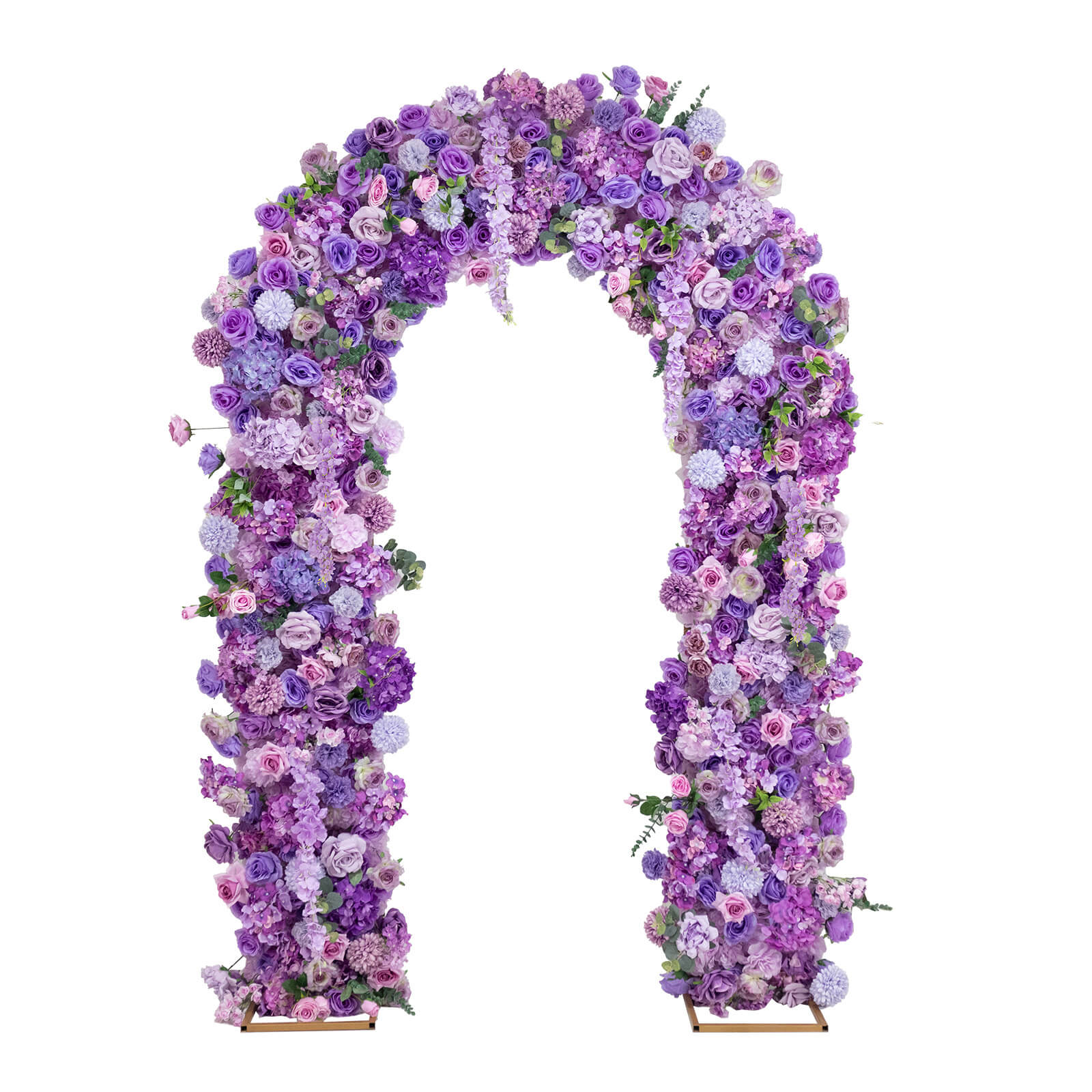 Flower Arch Backdrop Mixed Lavender Lilac 4ft x 8ft Artificial Silk Roses. Hydrangeas & Chrysanthemums Floral Arrangement for Round Top Double Arch Stand