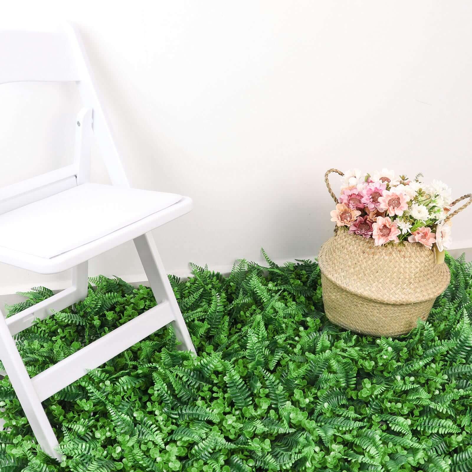 Artificial Boston Fern Eucalyptus Boxwood Greenery Garden Wall. Grass Backdrop Mat. Indoor/Outdoor UV Protected Assorted Foliage 4 Panels 12 Sq. ft.