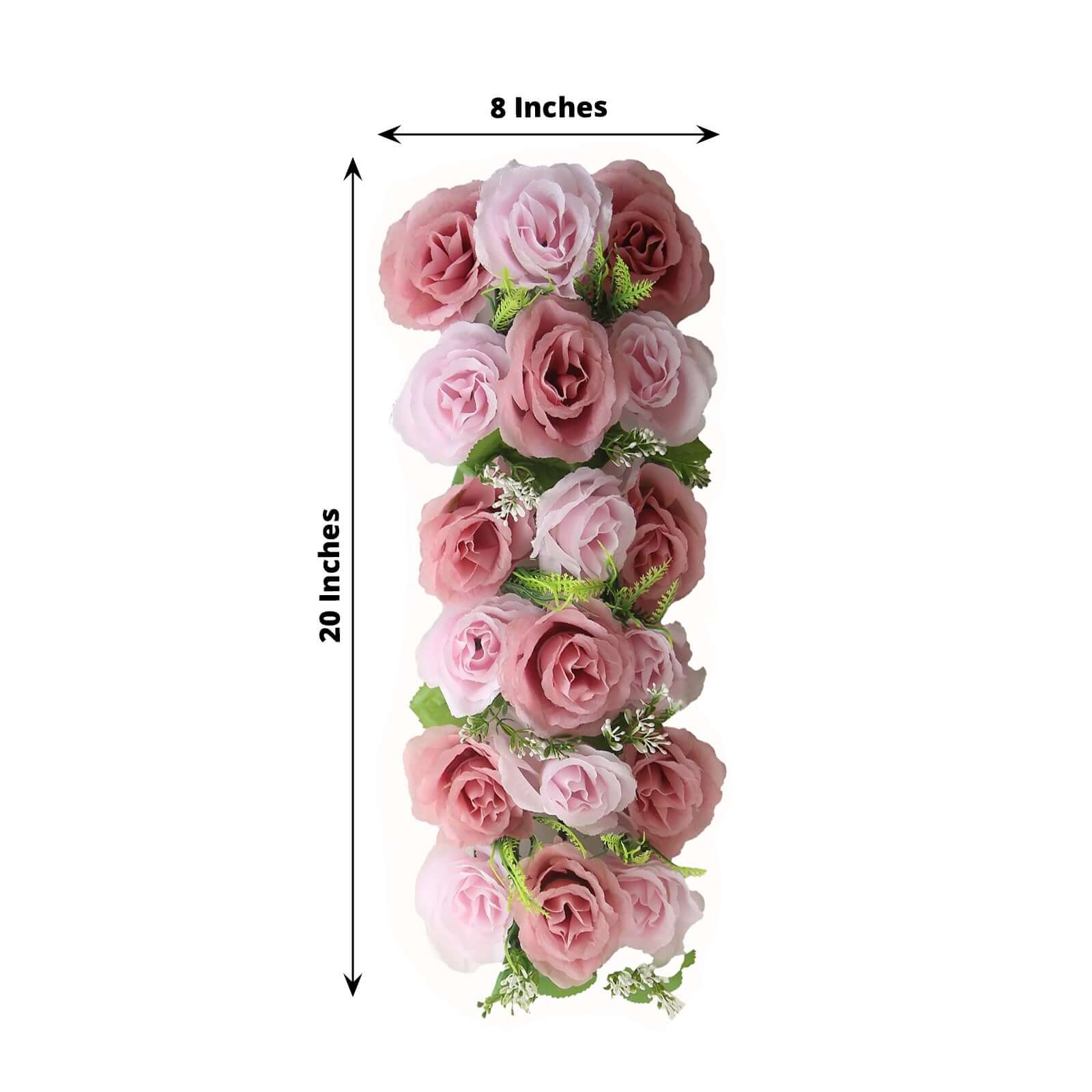 6 Pack Blush Dusty Rose Silk Flower Panel Table Runner. Artificial Floral Arrangements Dining Table Decor - 20x8