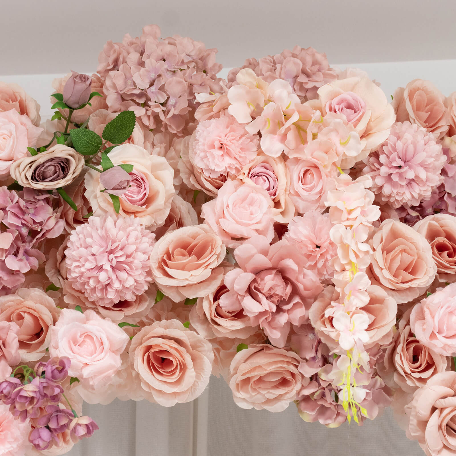 Flower Arch Backdrop Mixed Dusty Rose 4ft x 8ft Artificial Silk Roses. Hydrangeas & Chrysanthemums Floral Arrangement for Round Top Double Arch Stand