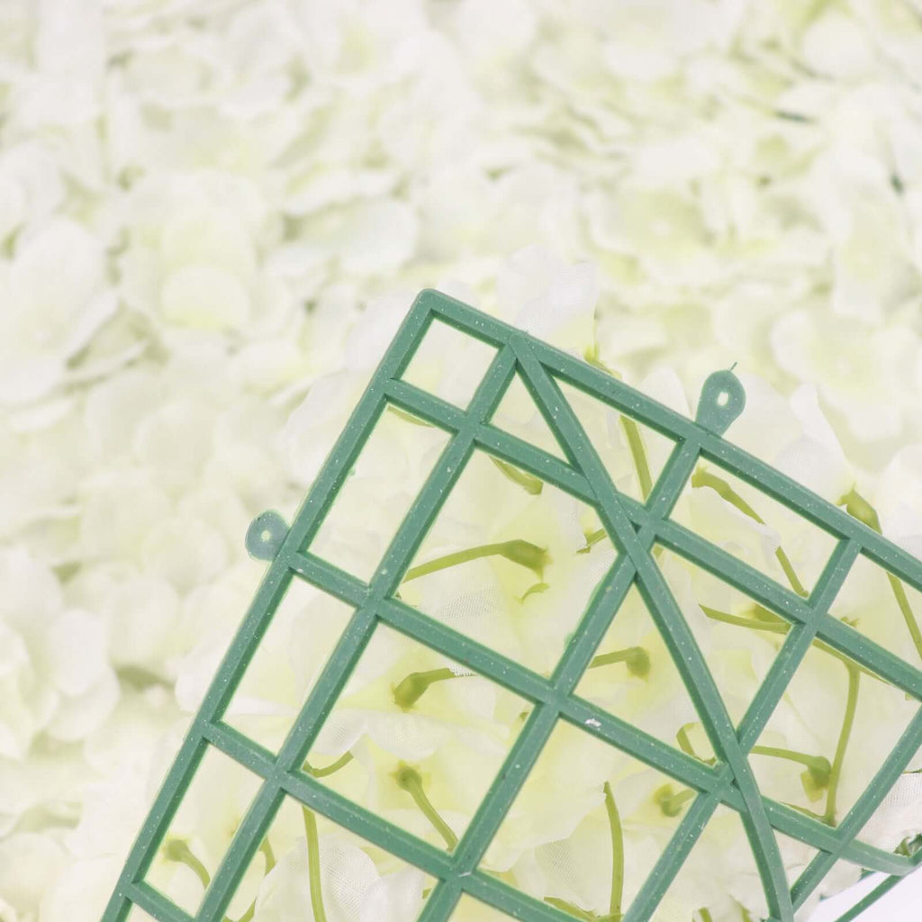 Cream UV Protected Hydrangea Flower Wall Mat Backdrop - 4 Artificial Panels 11 Sq ft.