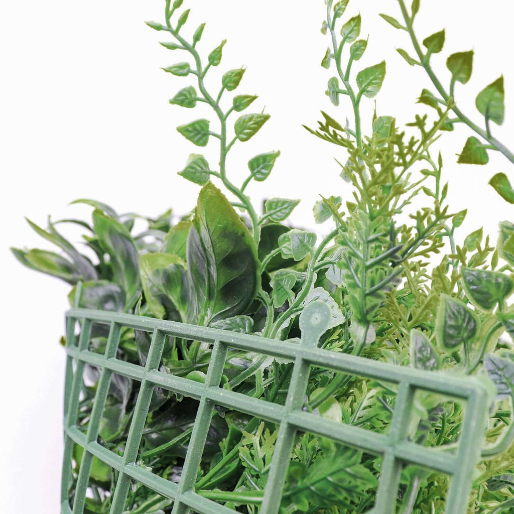 Boxwood/Fern Greenery Garden Wall. Grass Backdrop Mat. Indoor/Outdoor UV Protected Assorted Foliage 4 Artificial Panels 13 Sq. ft.
