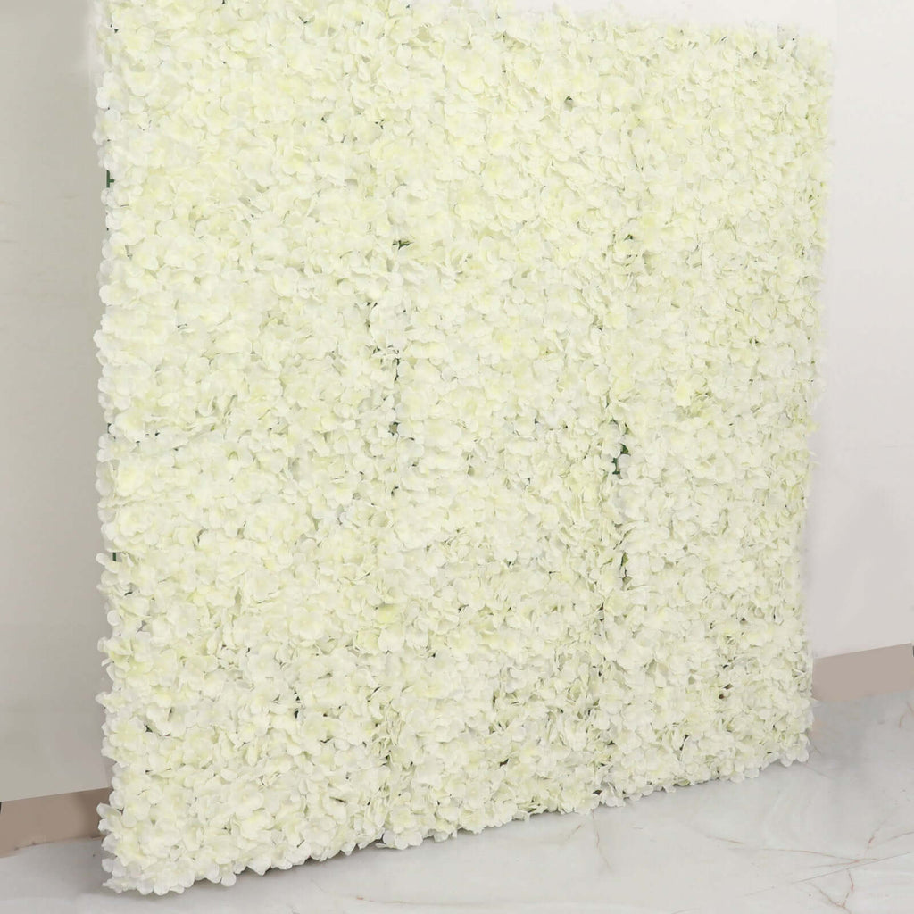 Cream UV Protected Hydrangea Flower Wall Mat Backdrop - 4 Artificial Panels 11 Sq ft.