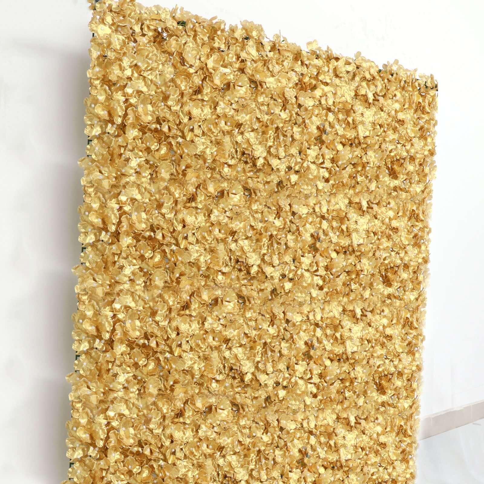 Gold UV Protected Hydrangea Flower Wall Mat Backdrop 4 Artificial Panels 11 Sq ft.