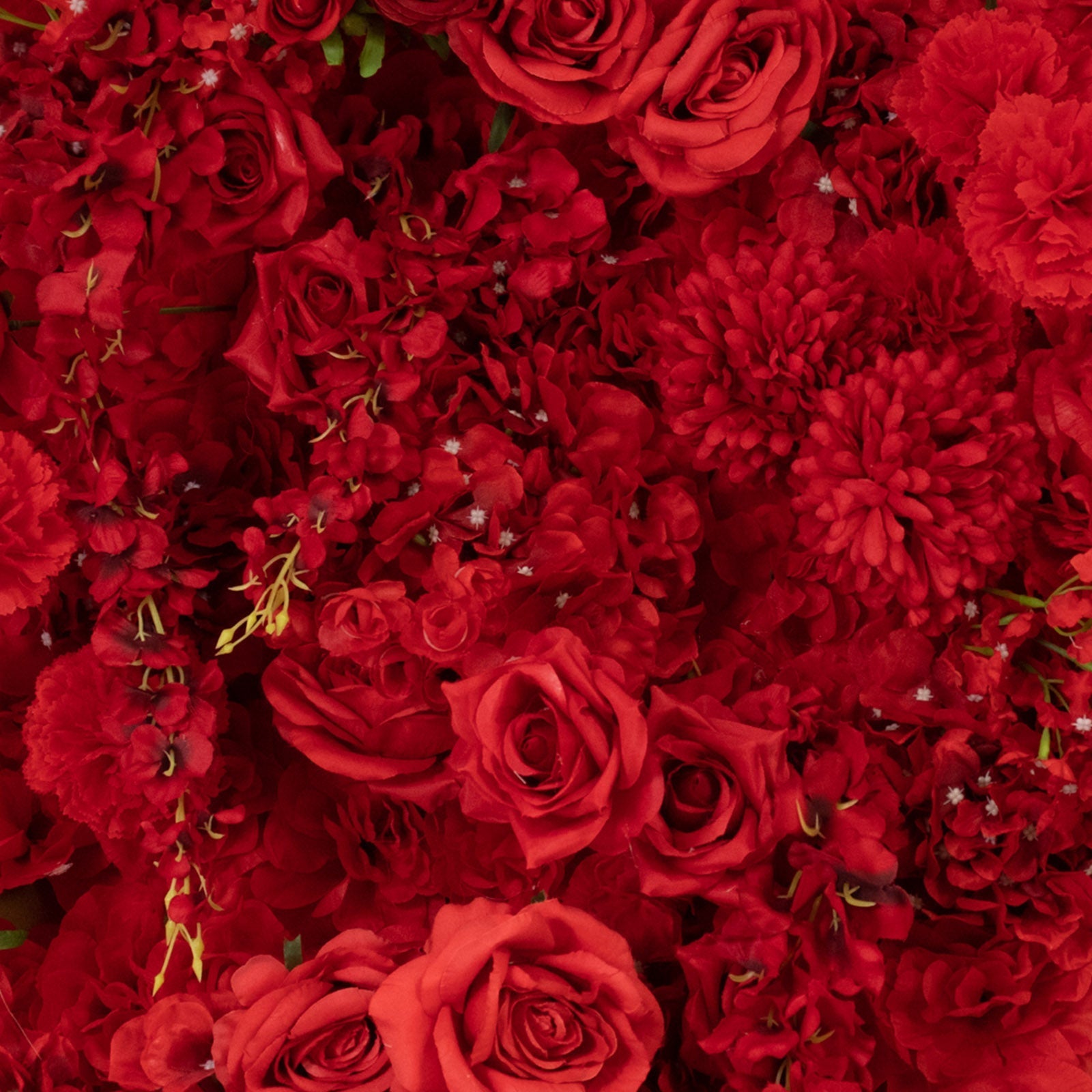 Roll Up Flower Backdrop for Arch Stand - Red with Fabric Backing. 8ftx8ft - Artificial Silk Roses. Hydrangeas & Chrysanthemums for Wedding Backdrop
