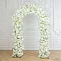 Flower Arch Backdrop White 4ft x 8ft Artificial Silk Roses & Baby's Breath Floral Arrangement for Round Top Double Arch Stand
